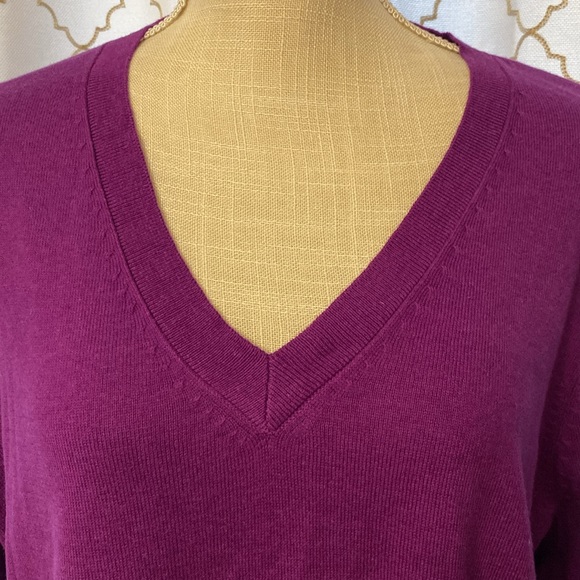 Studio Works women’s ribbed V-neck purple sweater long sleeves plus size 1X - Picture 4 of 12